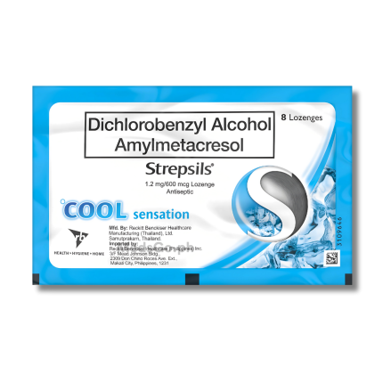 Image of STREPSILS COOL SENSATION 2,4 DICHLOROBENZYL ALCOHOL / AMYLMETACRESOL 1.2MG / 600MCG LOZENGE 8'S