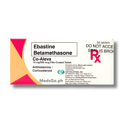 Image of CO-ALEVA EBASTINE / BETAMETHASONE 10MG / 500MCG FILM-COATED TABLET 1'S