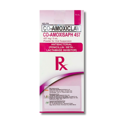 Image of CO-AMOXISAPH-457 CO-AMOXICLAV 457MG / 5ML  POWDER SUSPENSION 70ML