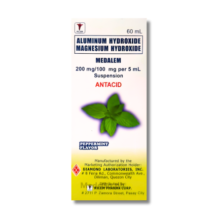 Image of MEDALEM ALUMINUM / MAGNESIUM 200MG / 100MG SUSPENSION 60ML PEPPERMINT