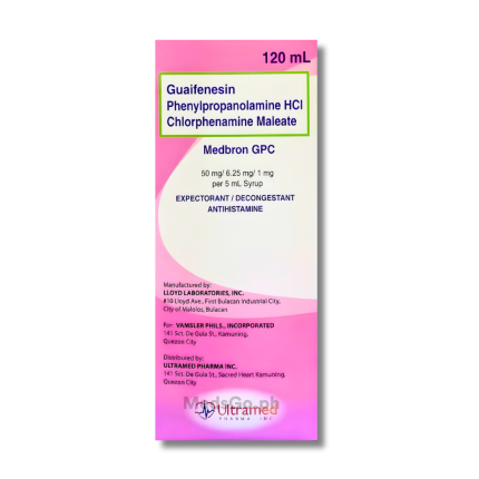MEDBRON GPC Guaifenesin / Phenylpropanolamine / Chlorphenamine 50mg / 6 ...