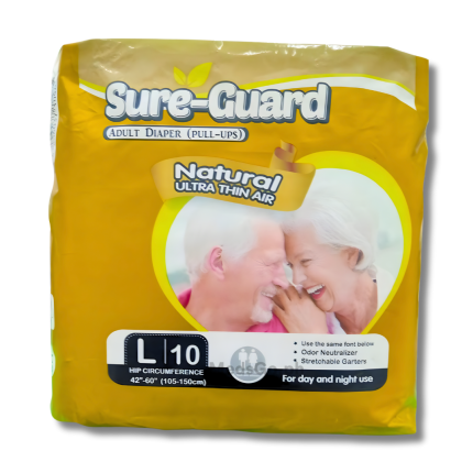 Image of SURE-GUARD ADULT DIAPERS PULL-UPS NATURAL ULTRA THIN AIR L 10'S