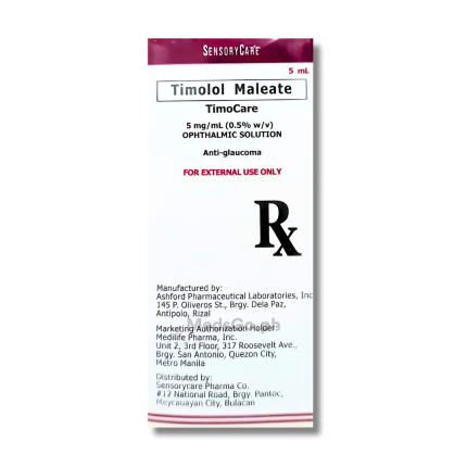 TIMOCARE Timolol 0.5% Eye Drops 5mL price in the Philippines | MedsGo ...