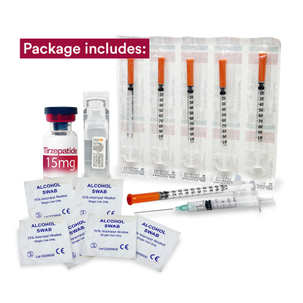 Image of COMPOUNDED TIRZEPATIDE 15MG - LYOPHILIZED POWDER + STERILE WATER FOR INJECTION