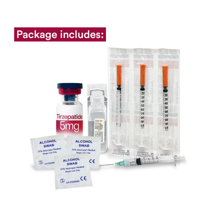 Image of COMPOUNDED TIRZEPATIDE 5MG - LYOPHILIZED POWDER + STERILE WATER FOR INJECTION