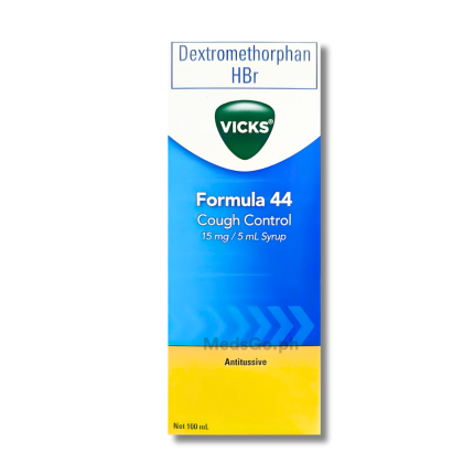 Image of VICKS FORMULA 44 COUGH CONTROL DEXTROMETHORPHAN 15MG / 5ML SYRUP 100ML