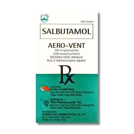 AERO-VENT Salbutamol 100mcg Inhaler 200act. price in the Philippines ...