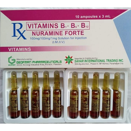 NURAMINE FORTE Vitamin B Complex Solution for IM/IV Injection 3mL 10's ...