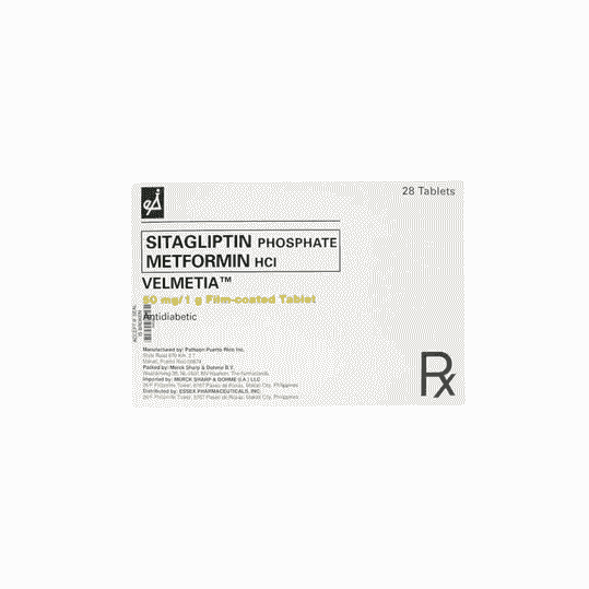 VELMETIA Sitagliptin Phosphate / Metformin Hydrochloride 50mg / 1g Film