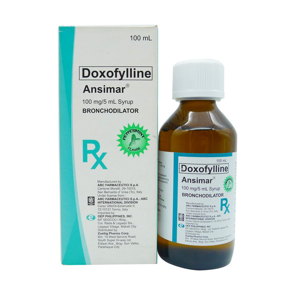 ANSIMAR Doxofylline 100mg / 5mL Syrup 100mL Peppermint