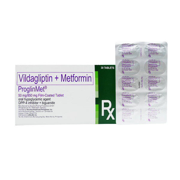 PROGLINMET Vildagliptin / Metformin Hydrochloride 50mg / 850mg Film ...