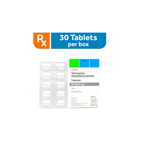 TWYNSTA Telmisartan / Amlodipine 40mg / 5mg Tablet 30's, Dosage Strength: 40 mg / 5 mg, Drug Packaging: Tablet 30's