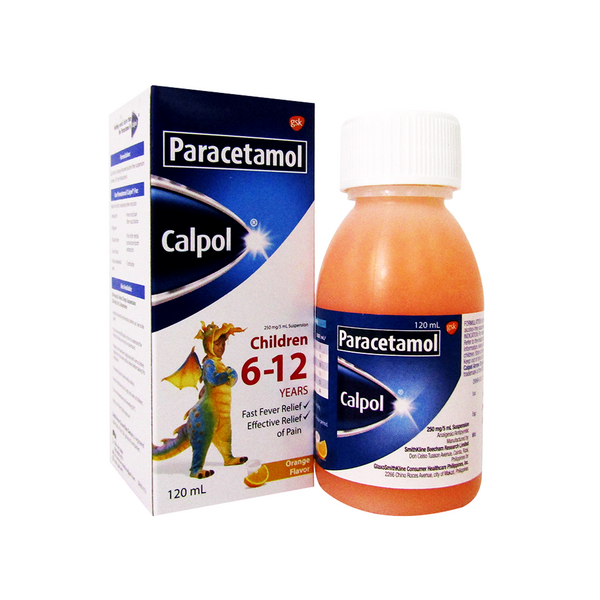 CALPOL Paracetamol 250mg / 5mL Suspension 120mL Orange, Dosage Strength: 250mg / 5ml, Drug Packaging: Suspension 120ml, Drug Flavor: Orange