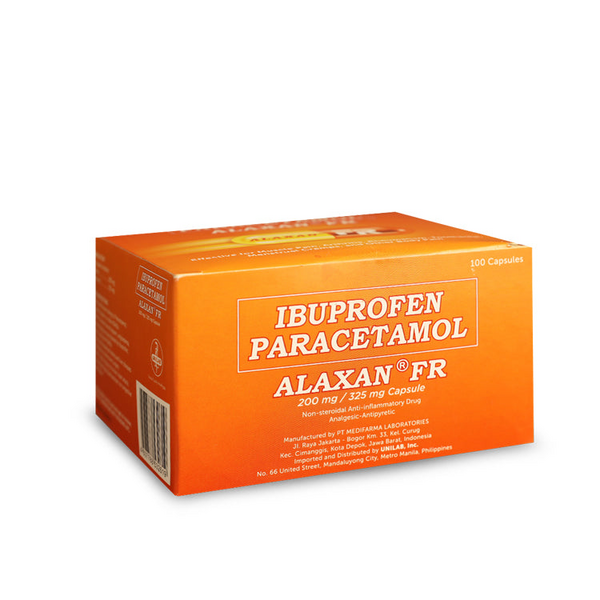 ALAXAN FR Ibuprofen / Paracetamol 200mg / 325mg Capsule 100's price in