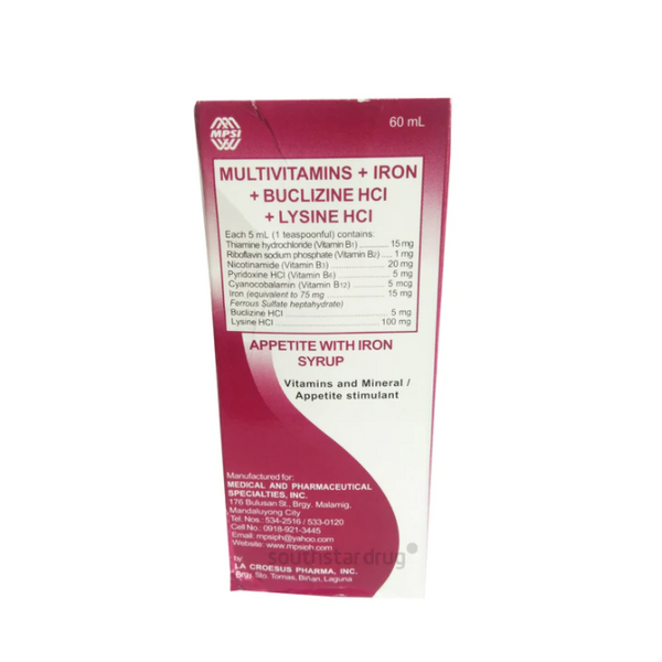 Buy Appetite with iron multivitamins / buclizine hydrochloride / lysine