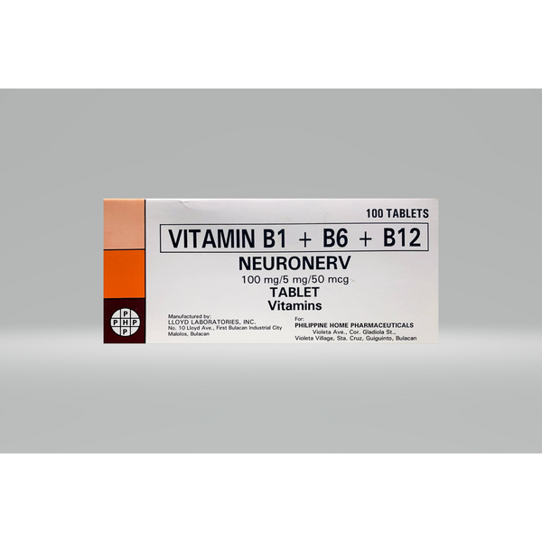 NEURONERV Vitamin B Complex 100mg / 5mg / 50mcg Tablet 100's price in ...