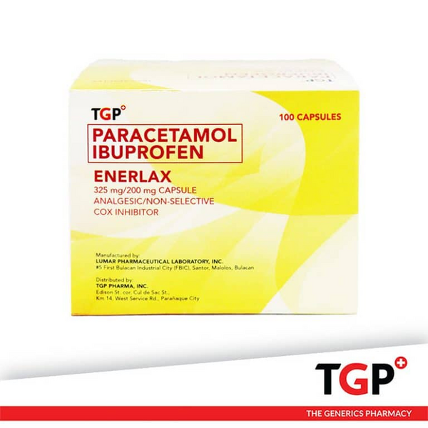 TGP ENERLAX Paracetamol / Ibuprofen 325mg / 200mg Capsule price in the