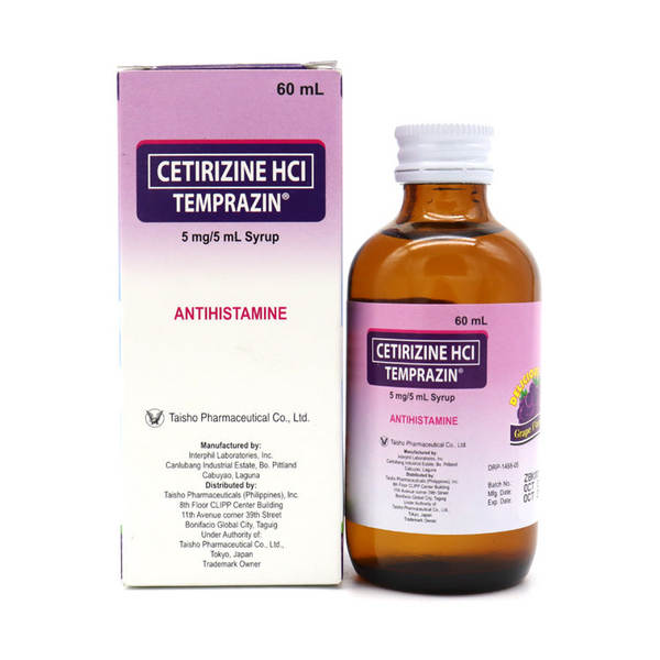 TEMPRAZIN Cetirizine Hydrochloride 5mg / 5mL Syrup 60mL price in the