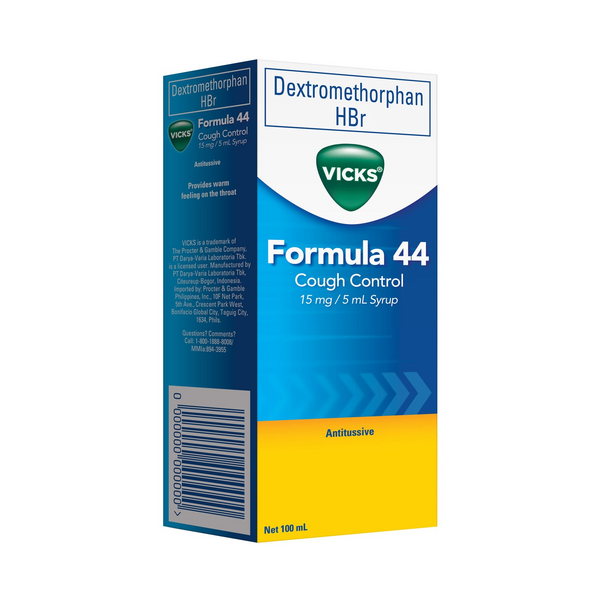 VICKS FORMULA 44 COUGH CONTROL Dextromethorphan 15mg / 5ml Syrup 100ml ...