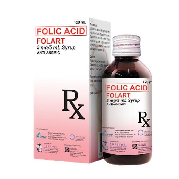 FOLART Folic Acid 5mg / 5mL Syrup 120mL price in the Philippines