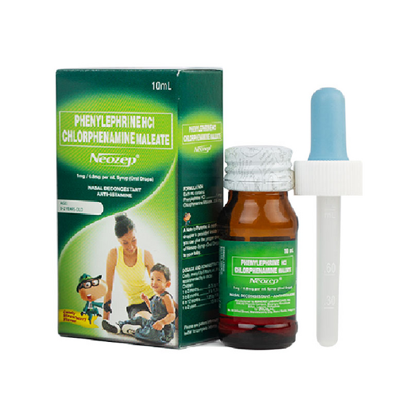 NEOZEP Phenylephrine Hydrochloride / Chlorphenamine Maleate 1mg / 0.8mg per mL Syrup (Oral Drops) 10mL