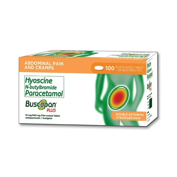BUSCOPAN PLUS Hyoscine-N-Butylbromide / Paracetamol 10mg / 500mg Film ...
