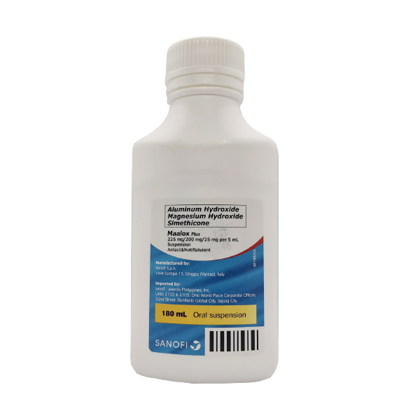 MAALOX PLUS Aluminum Hydroxide / Magnesium Hydroxide / Simethicone 225mg / 200mg / 25mg per 5mL
