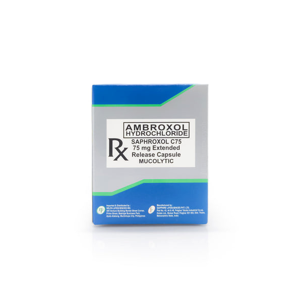 SAPHROXOL C75 Ambroxol Hydrochloride 75mg Extended-Release Capsule 100's, Dosage Strength: 75 mg, Drug Packaging: Extended-Release Capsule 100's