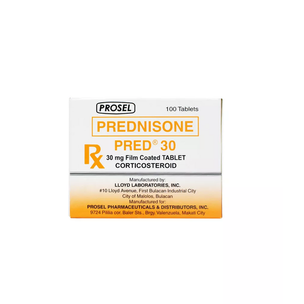 PRED 30 Prednisone 30mg Film-Coated Tablet 1's, Dosage Strength: 30 mg, Drug Packaging: Film-Coated Tablet 1's