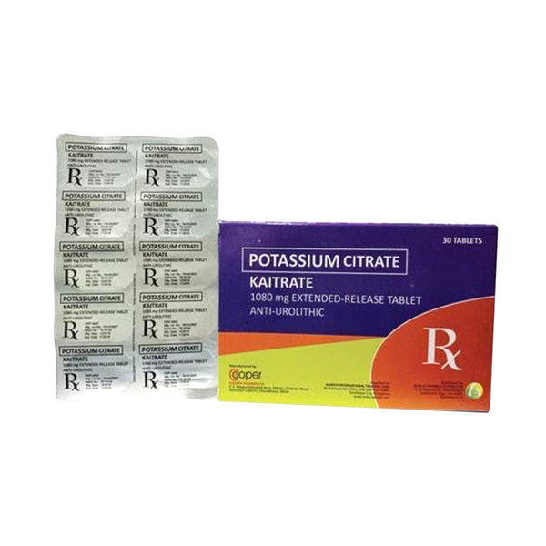 KAITRATE Potassium Citrate 1080mg Extended-Release Tablet 1's, Dosage Strength: 1080 mg, Drug Packaging: Extended-Release Tablet 1's