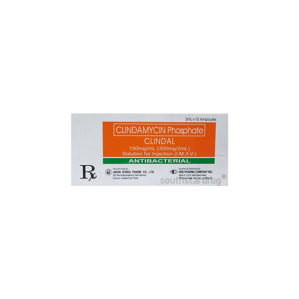 CLINDAL Clindamycin Phosphate 150mg / mL Solution for IM/IV Injection 2mL 1's, Dosage Strength: 150 mg / ml, Drug Packaging: Solution for IM/IV Injection 2mL 1's