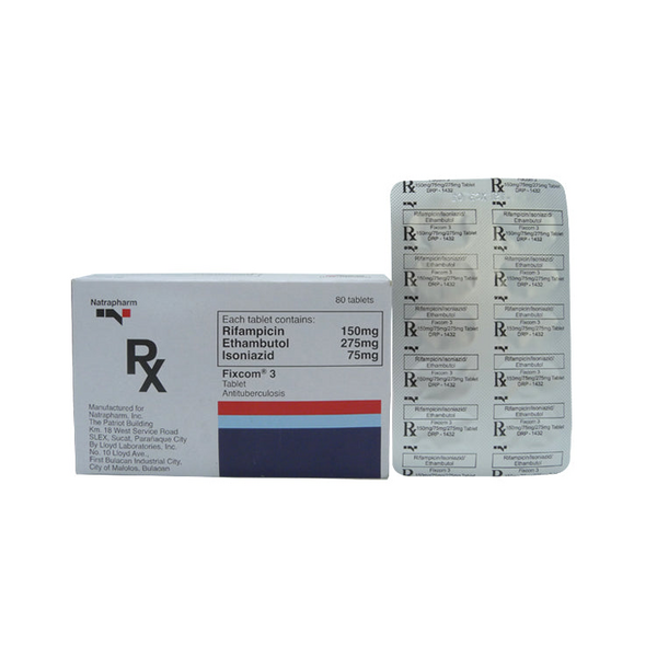 FIXCOM 3 Rifampicin / Ethambutol / Isoniazid 150mg / 275mg / 75mg - 1 ...