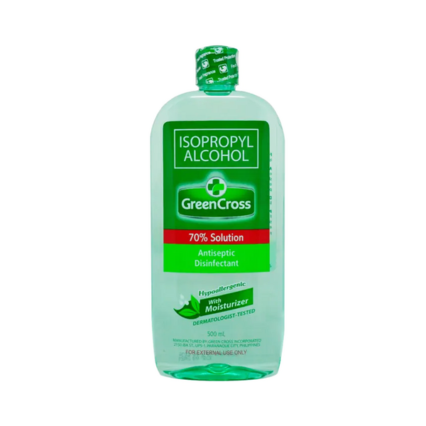 GREEN CROSS WITH MOISTURIZER Isopropyl Alcohol 70.0% Solution 500mL, Dosage Strength: 70 ml / 100 ml (70% v / v), Drug Packaging: Solution with Moisturizer 500ml