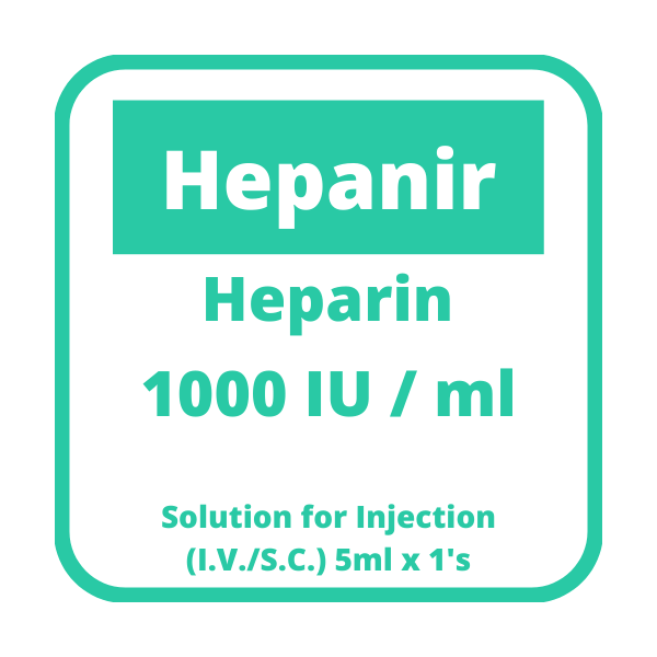 HEPANIR Heparin Sodium 1000IU / mL Solution for IV/SC Injection 5mL 1's ...