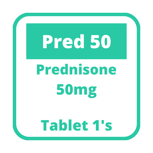 PRED 50 Prednisone 50mg Tablet 1's, Dosage Strength: 50 mg, Drug Packaging: Tablet 1's