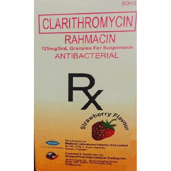 RAHMACIN Clarithromycin 125mg / 5mL Granule for Suspension 60mL Strawberry price in the