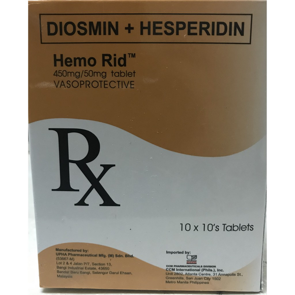 HEMO RID Diosmin / Hesperidin 450mg / 50mg FilmCoated Tablet 100's