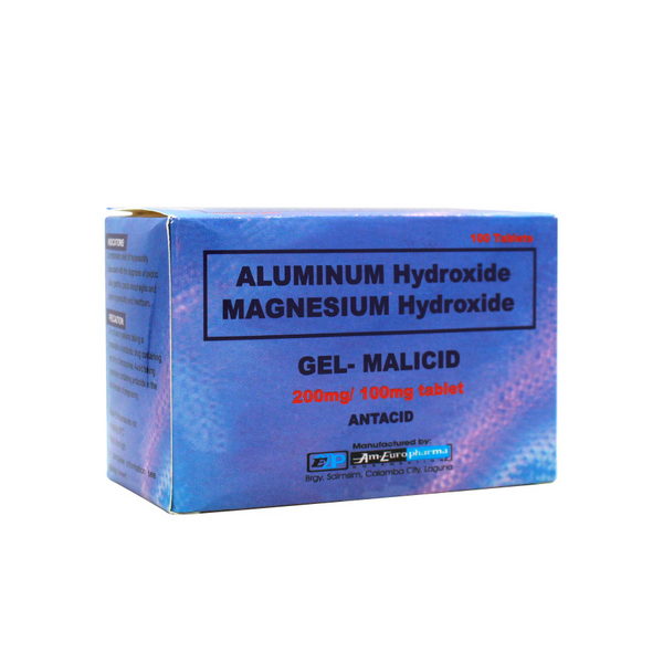 GEL-MALICID Aluminum Hydroxide / Magnesium Hydroxide 200mg / 100mg Tablet 1's, Dosage Strength: 200 mg / 100 mg, Drug Packaging: Tablet 1's