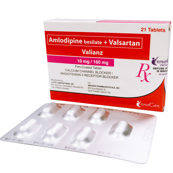 VALIANZ Valsartan Amlodipine Besilate 160mg 10mg Film Coated Tablet 