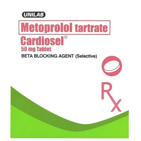 CARDIOSEL Metoprolol Tartrate 50mg Tablet 10's, Dosage Strength: 50 mg, Drug Packaging: Tablet 10's