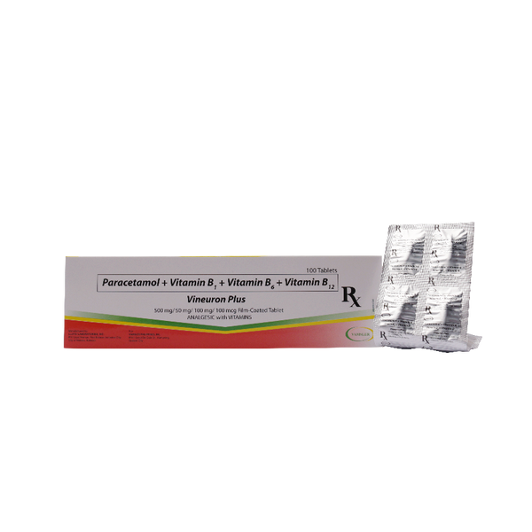 VINEURON PLUS Paracetamol / Vit. B1 / Vit. B6 / Vit. B12 500mg / 50mg / 100mg / 100mcg Film-Coated Tablet 1's, Dosage Strength: 500 mg / 50 mg / 100 mg / 100 mcg, Drug Packaging: Film-Coated Tablet 1's