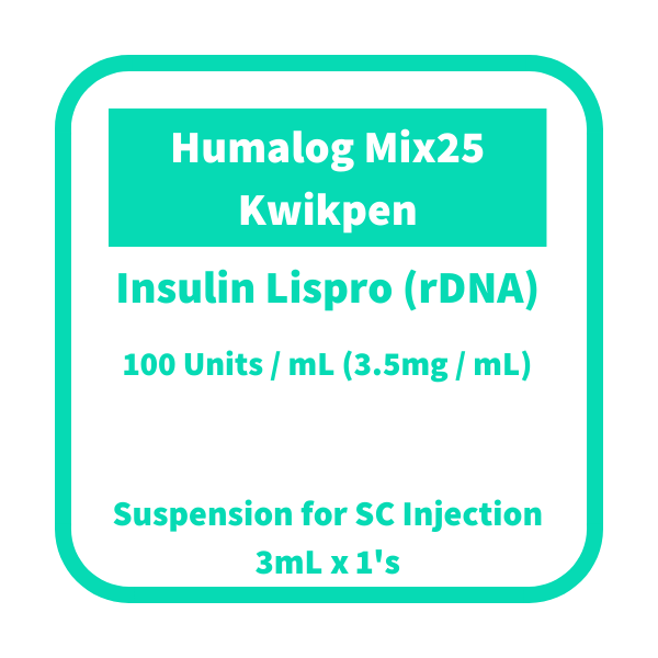 HUMALOG MIX25 KWIKPEN Insulin Lispro (rDNA) 100Units / mL (3.5mg / mL