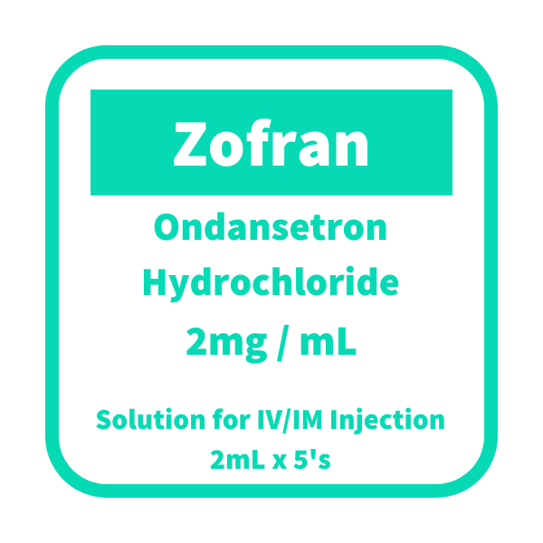 ZOFRAN Ondansetron Hydrochloride 2mg / mL Solution for IV/IM Injection 2mL 5's price in the