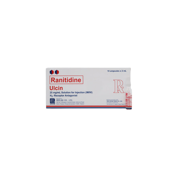 ULCIN Ranitidine 25mg / mL (500mg / 2mL) Solution for IM/IV Injection 2mL 10's