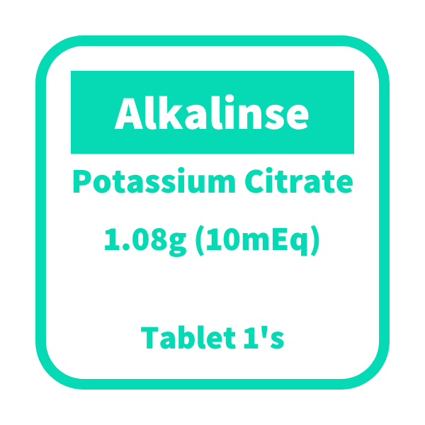 ALKALINSE Potassium Citrate 1.08g (10mEq) Extended-Release Tablet 1's, Dosage Strength: 1.08g (10 mEq), Drug Packaging: Extended-Release Tablet 1's