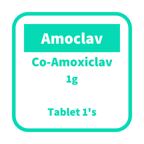 AMOCLAV Co-Amoxiclav 1g Film-Coated Tablet 1's, Dosage Strength: 1g, Drug Packaging: Film-Coated Tablet 1's