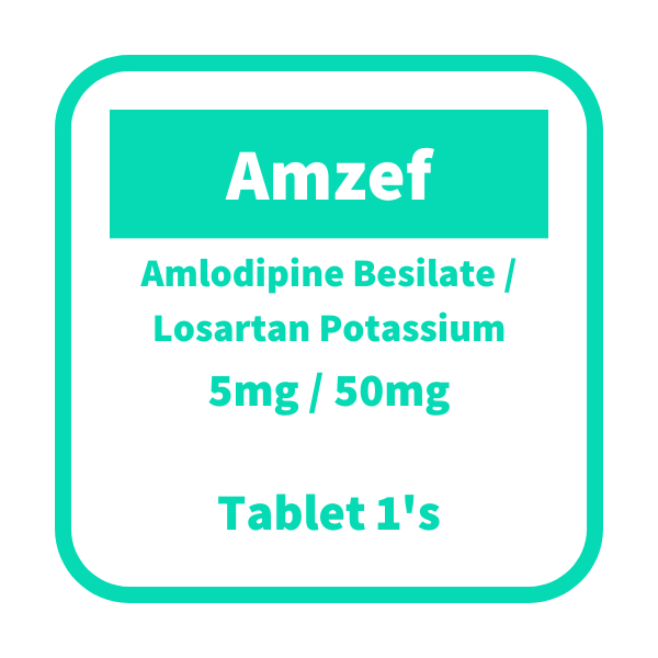 AMZEF Amlodipine Besilate / Losartan Potassium 5mg / 50mg Film-Coated ...