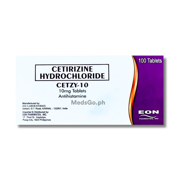 CETZY-10 Cetirizine 10mg - 1 Box x 100 Tabs, Dosage Strength: 10 mg, Drug Packaging: Tablet 100's