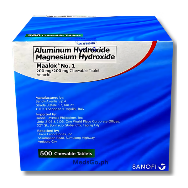 MAALOX NO. 1 Aluminum Hydroxide / Magnesium Hydroxide 200mg / 200mg Chewable Tablet 1's, Dosage Strength: 200 mg / 200 mg, Drug Packaging: Chewable Tablet 1's