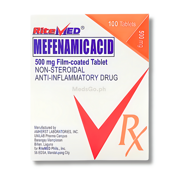 RITEMED Mefenamic Acid 500mg - 1 Box x 100 Tabs, Dosage Strength: 500mg, Drug Packaging: Film-Coated Tablet 100's